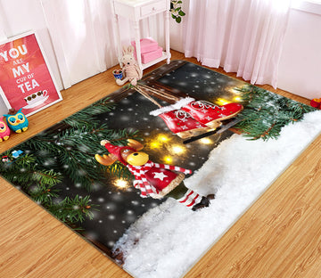 3D Deer Ornaments Snow Boots 56176 Christmas Non Slip Rug Mat Xmas