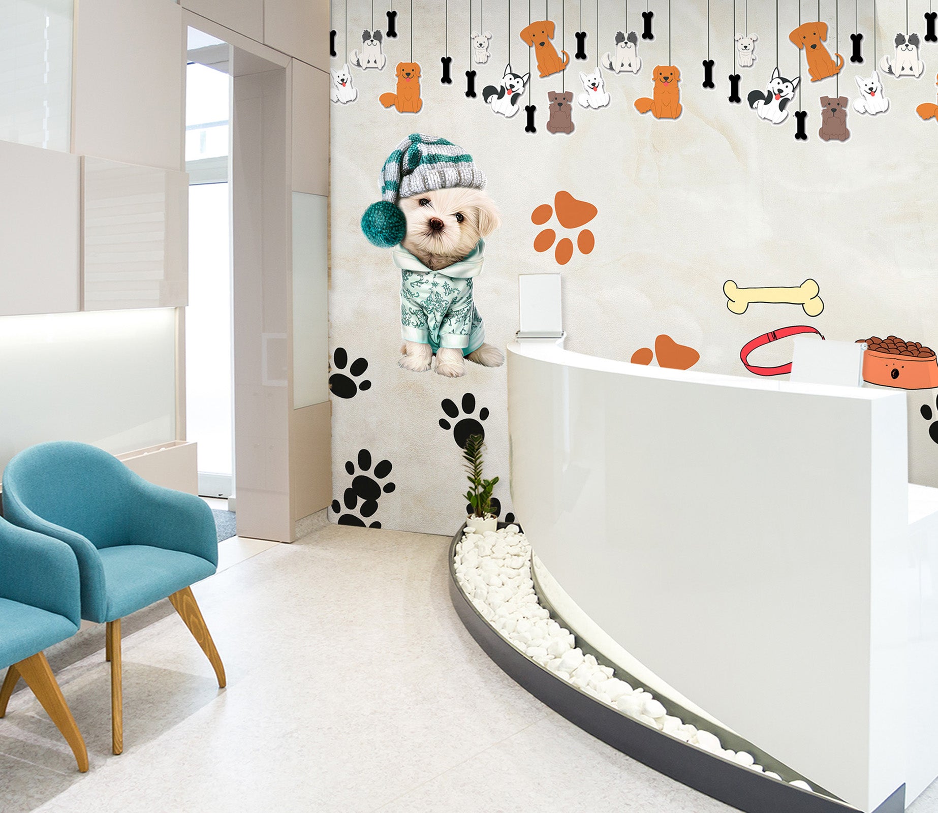 3D Dog Pendant 323 Wall Murals