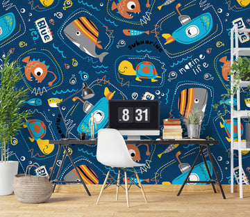 3D Submarine Whale Turtle 57091 Wall Murals
