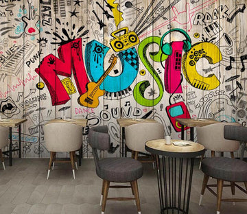 3D Music Doodle 527 Wall Murals