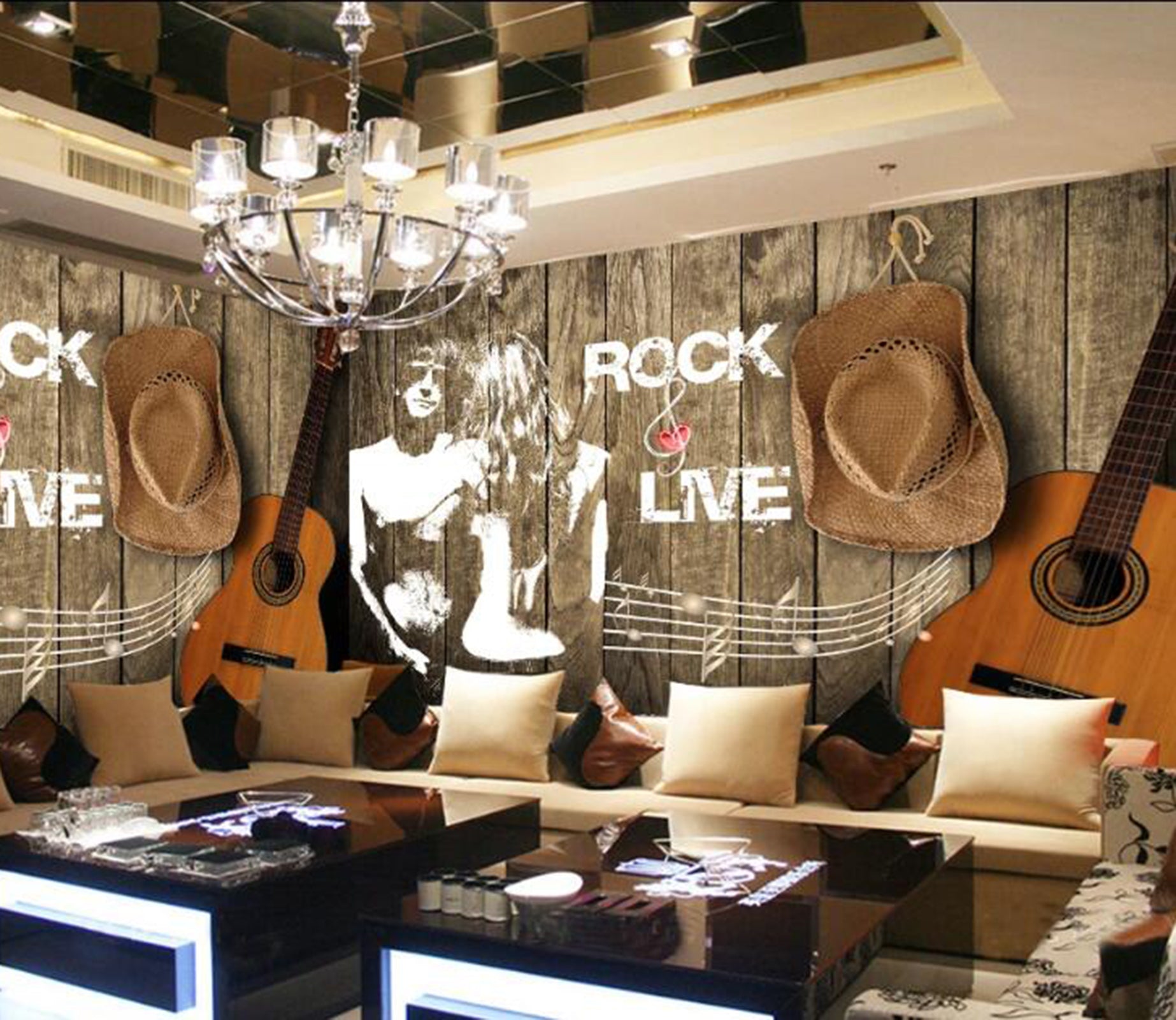 3D Guitar Line Spectrum WC23 Wall Murals Wallpaper AJ Wallpaper 2 