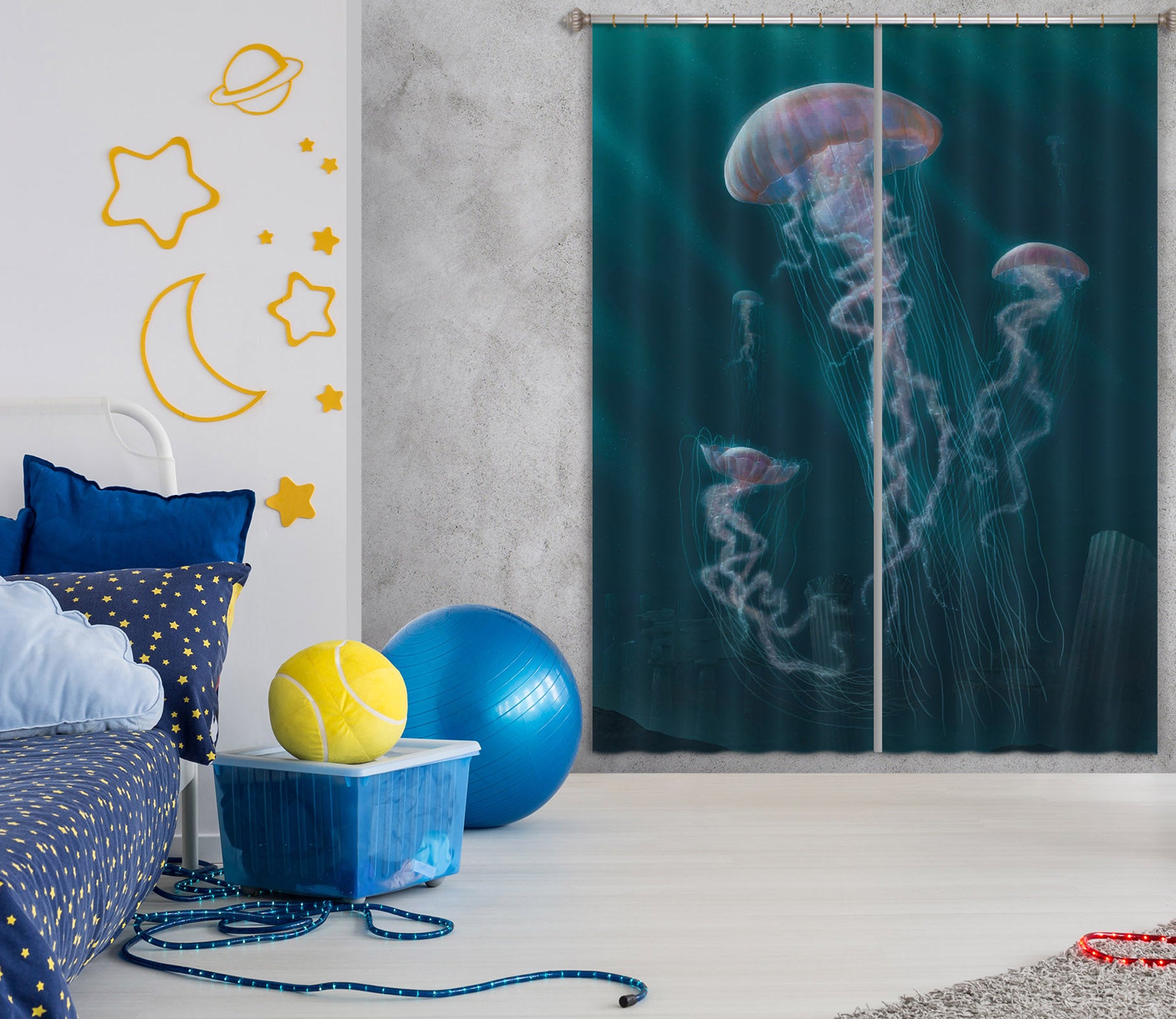 3D Jellyfish Def 046 Vincent Hie Curtain Curtains Drapes