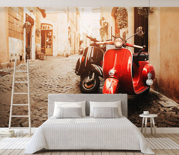 3D Red Electric Car 354 Vehicle Wall Murals