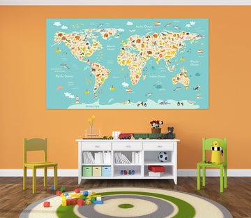 3D Red Spots 227 World Map Wall Sticker