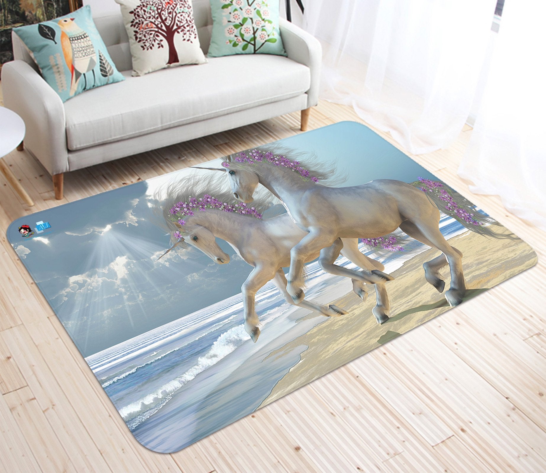 3D Flower Unicorn 35 Non Slip Rug Mat Mat AJ Creativity Home 