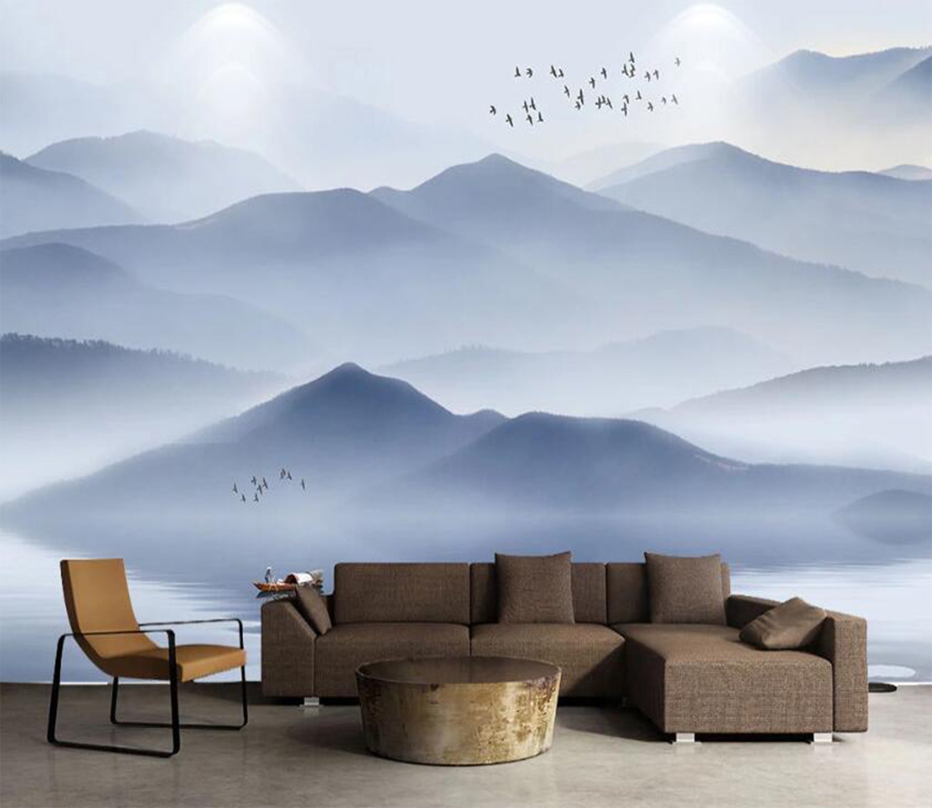 3D Hazy Pale Blue Mountains 2056 Wall Murals