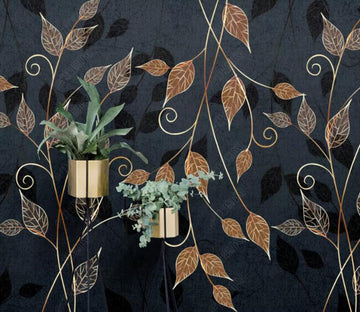 3D Golden Leaves WC47 Wall Murals Wallpaper AJ Wallpaper 2 