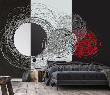 3D White Circle WG212 Wall Murals