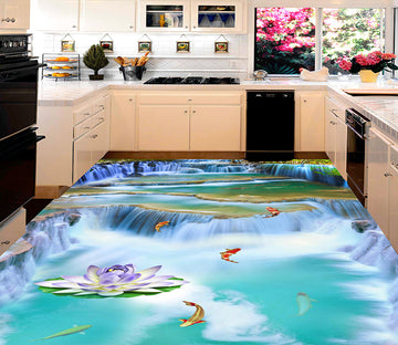 3D Purple Lotus 136 Floor Mural  Self-Adhesive Sticker Bathroom Non-slip Waterproof Flooring Murals
