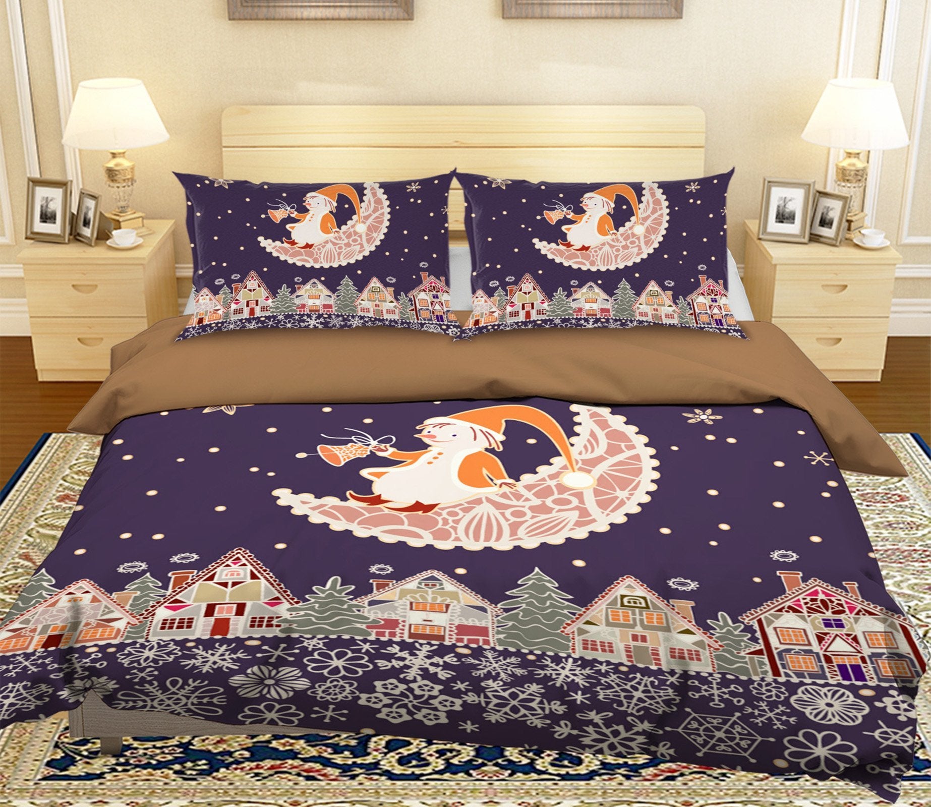 3D Christmas Lace Moon 39 Bed Pillowcases Quilt Quiet Covers AJ Creativity Home 