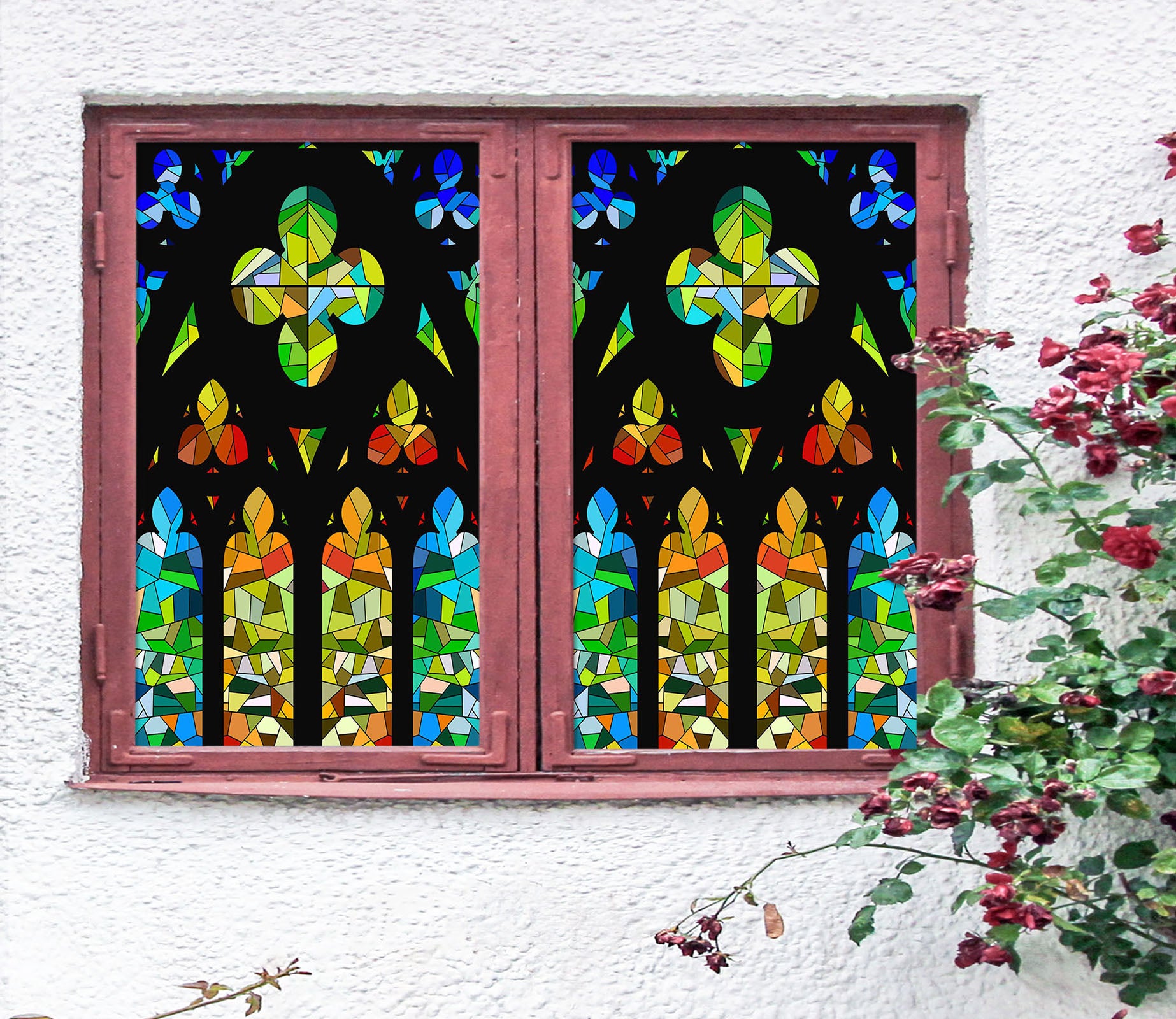 3D Color Graphics 384 Window Film Print Sticker Cling Stained Glass UV Block