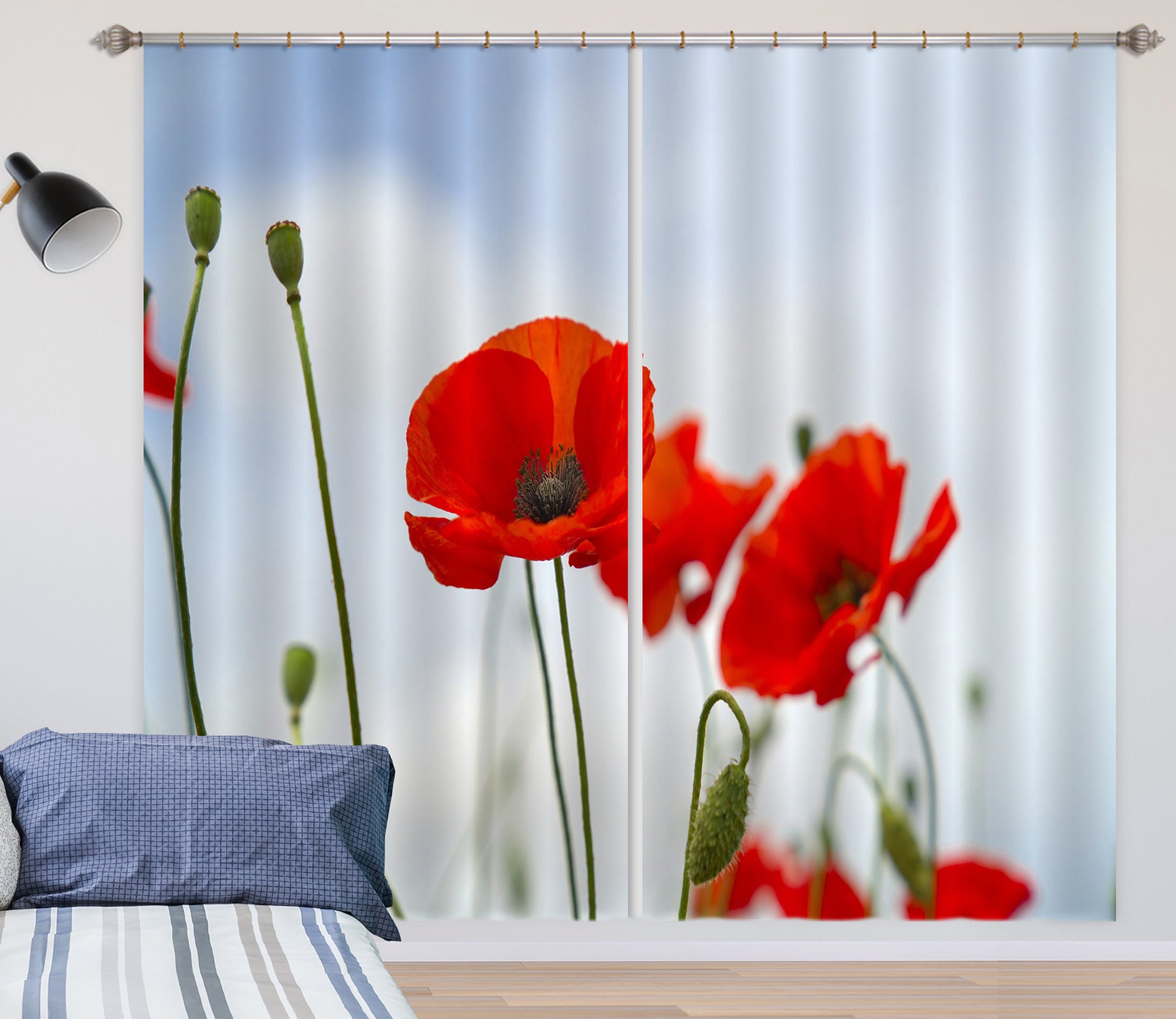 3D Red Flowers 183 Marco Carmassi Curtain Curtains Drapes