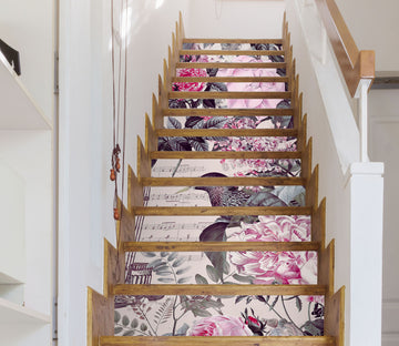 3D Pink Bird Flower 109178 Andrea Haase Stair Risers