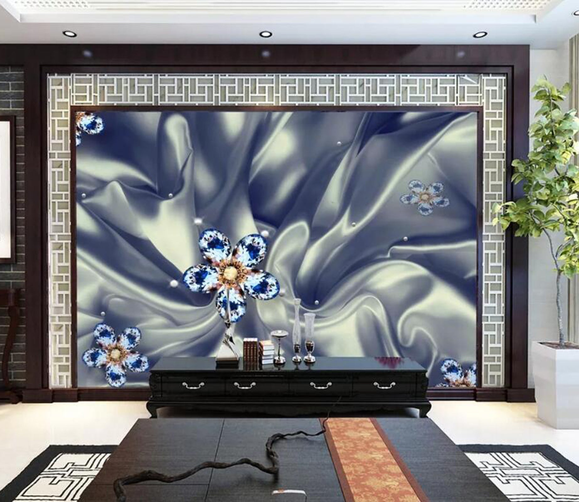 3D Diamond Flower WC64 Wall Murals Wallpaper AJ Wallpaper 2 