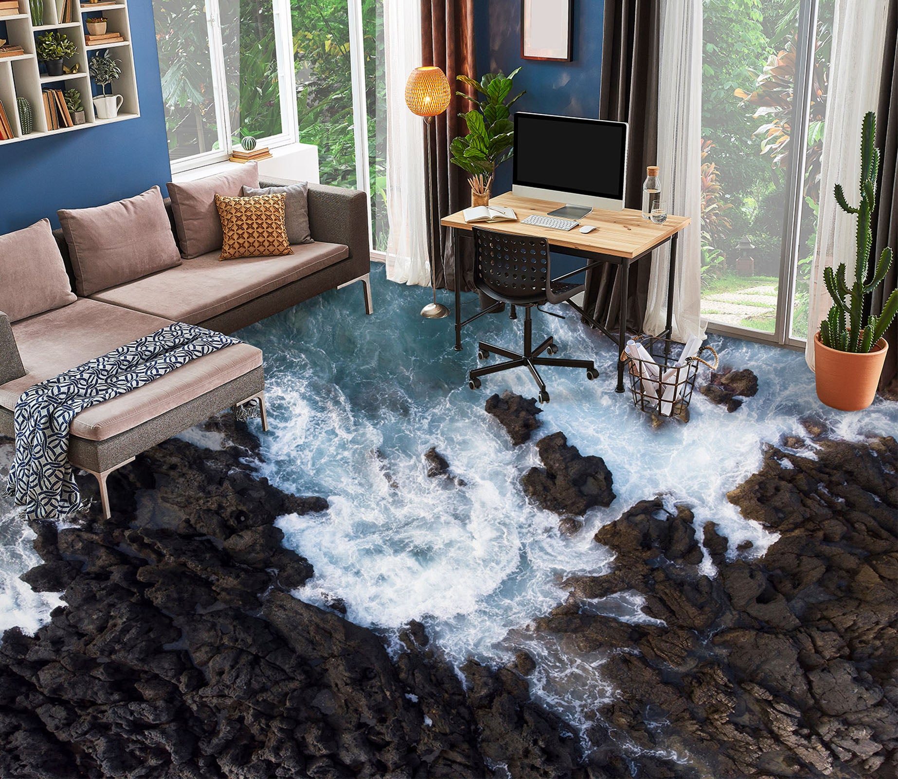 3D Black Coast Stones 271 Floor Mural  Wallpaper Murals Rug & Mat Print Epoxy waterproof bath floor