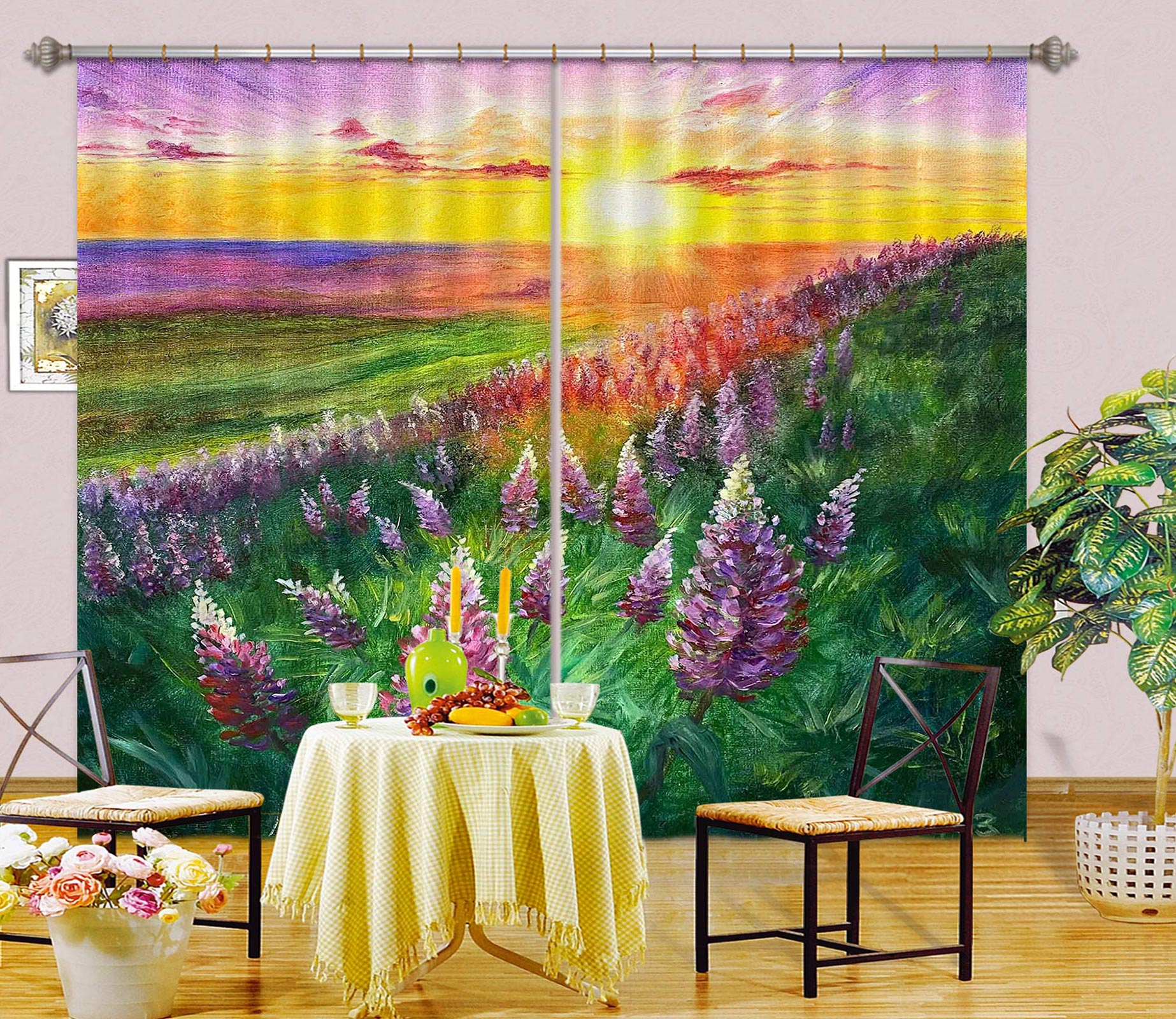 3D Meadow Flowers Sunshine 9767 Marina Zotova Curtain Curtains Drapes