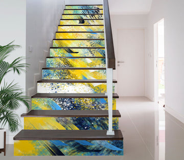3D Yellow Color Graffiti 551 Stair Risers