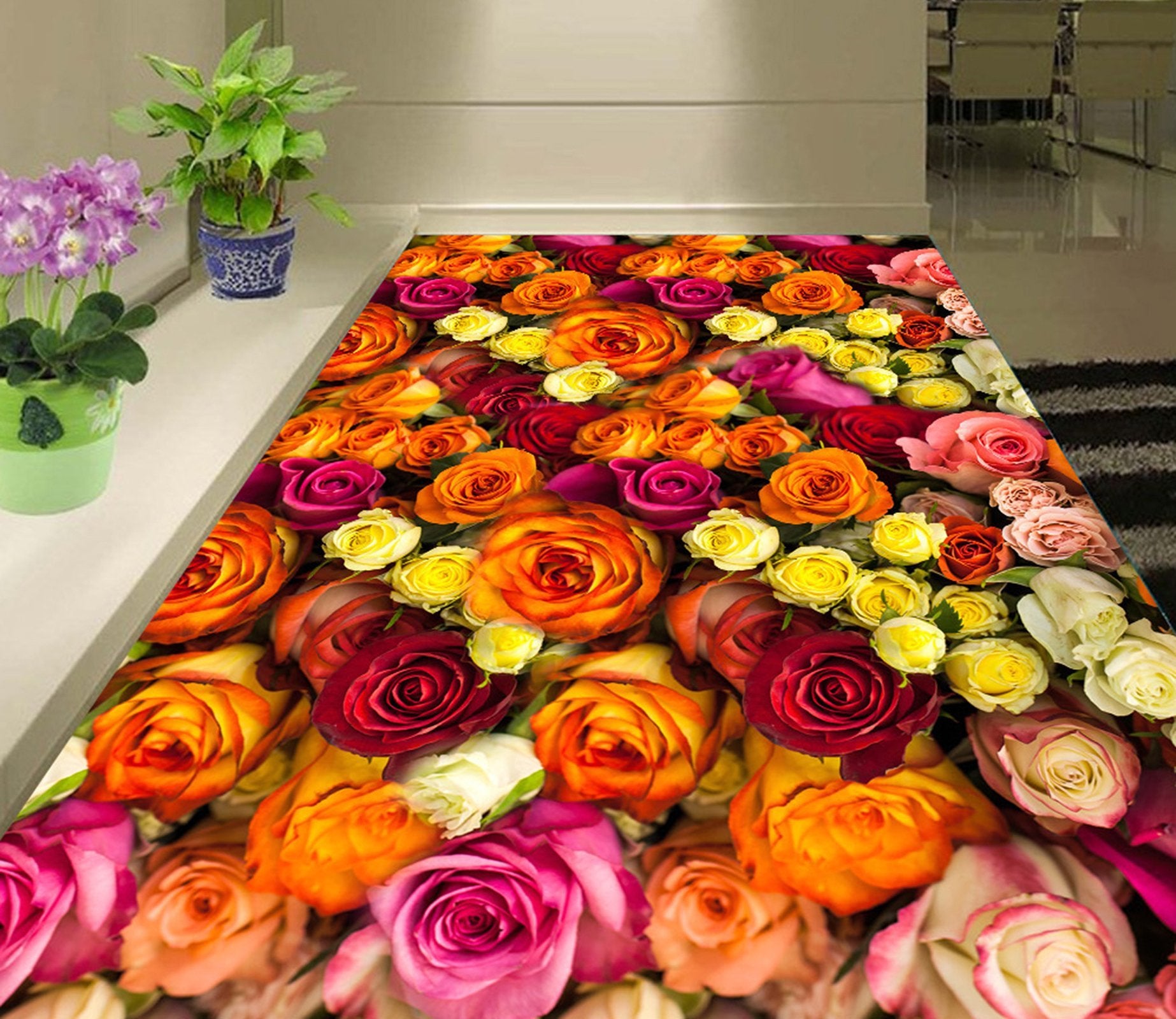 3D Colored Rose WG178 Floor Mural Wallpaper AJ Wallpaper 2 