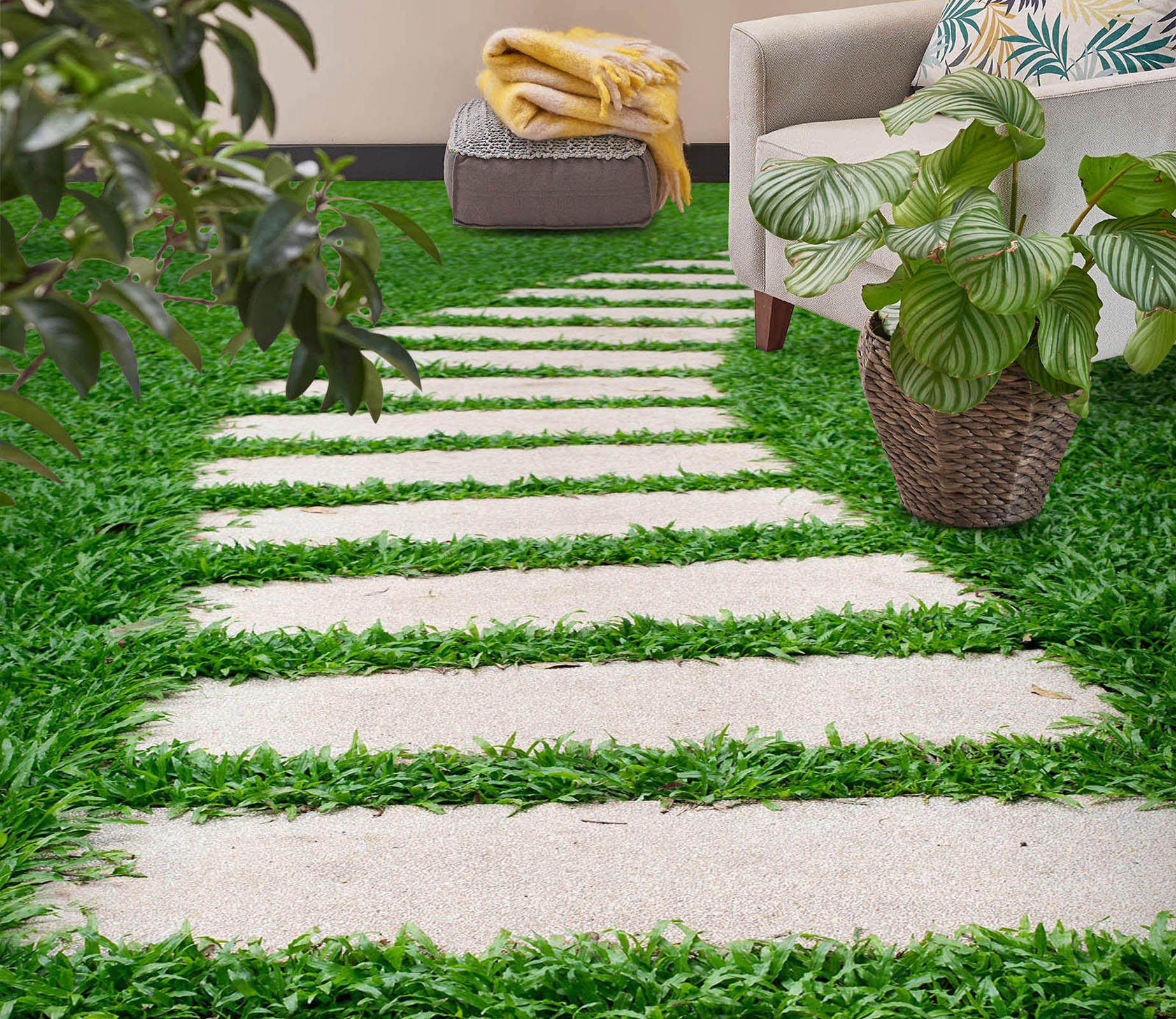 3D Stone Road In The Grass 199 Floor Mural