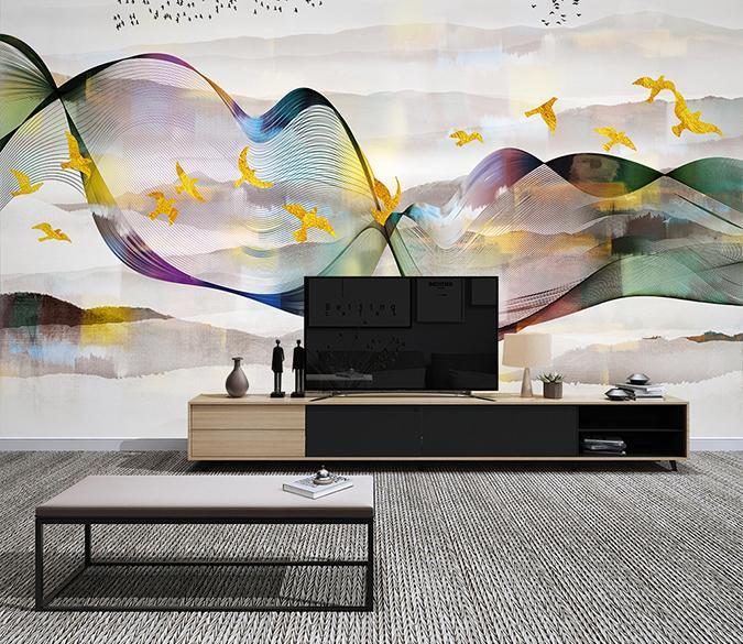 3D Golden Bird 101 Wall Murals Wallpaper AJ Wallpaper 2 