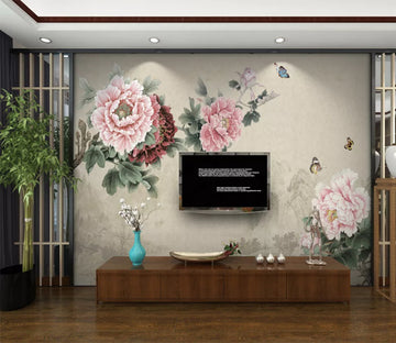 3D Pink Peony WC517 Wall Murals