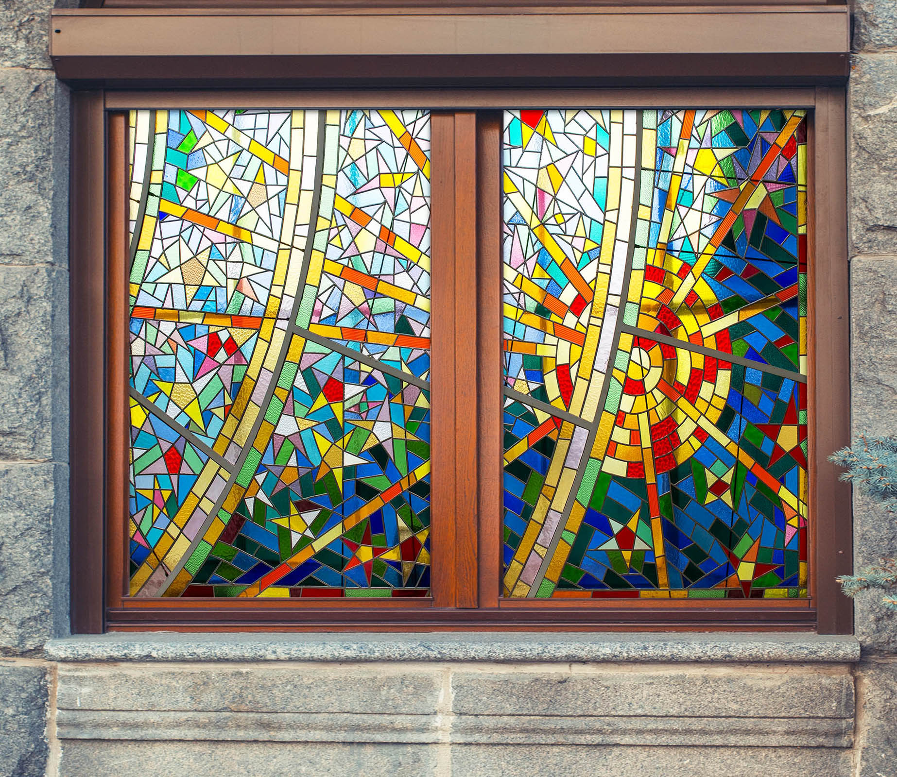 3D Color Circle 145 Window Film Print Sticker Cling Stained Glass UV Block