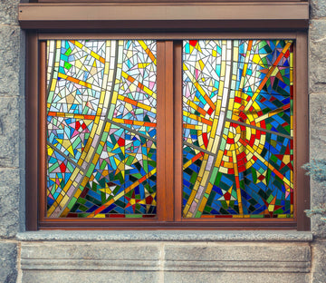 3D Color Circle 145 Window Film Print Sticker Cling Stained Glass UV Block