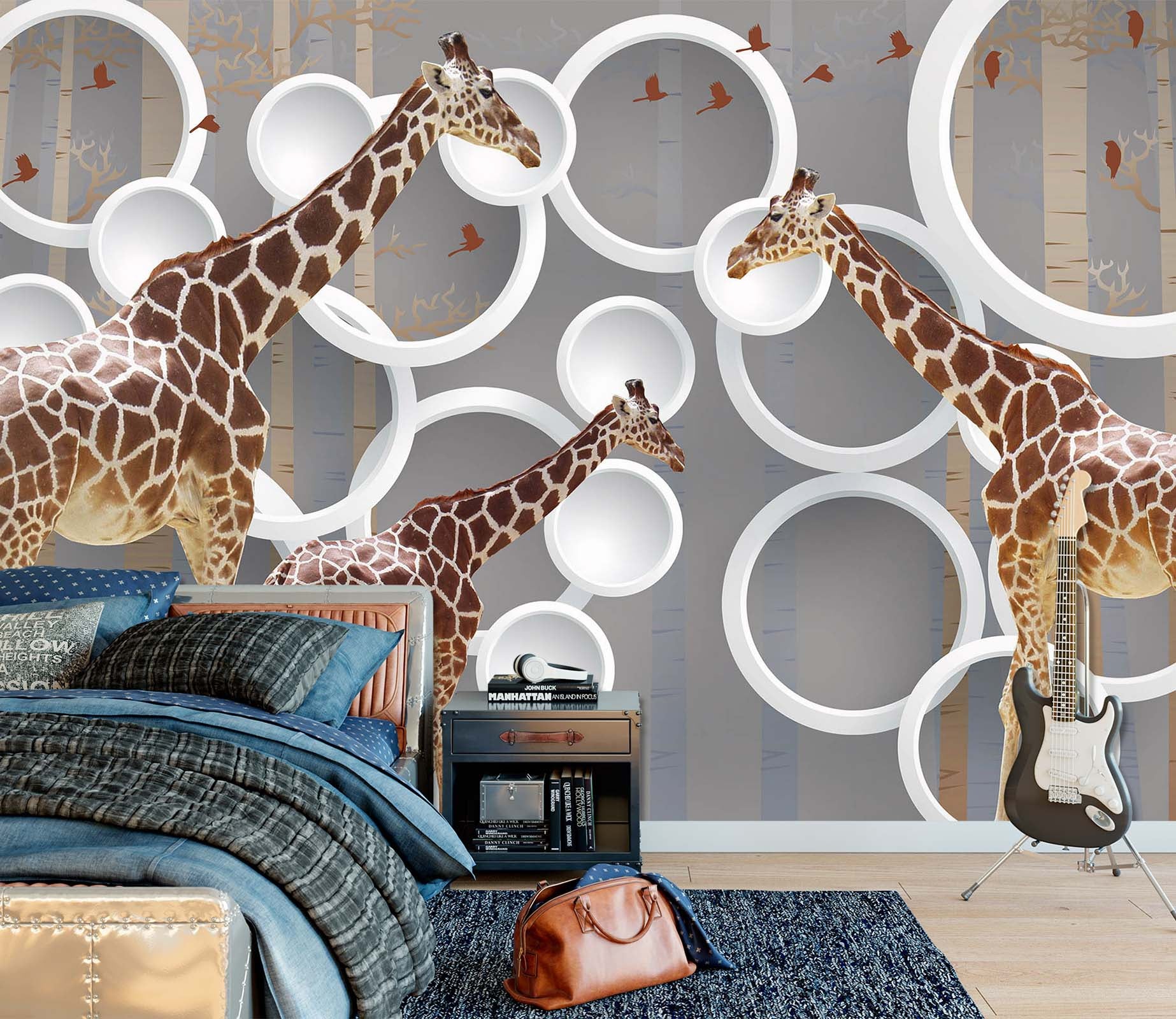 3D Cute Giraffe 1625 Wall Murals