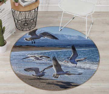 3D Sea Seagull 017 Animal Round Non Slip Rug Mat Mat AJ Creativity Home 