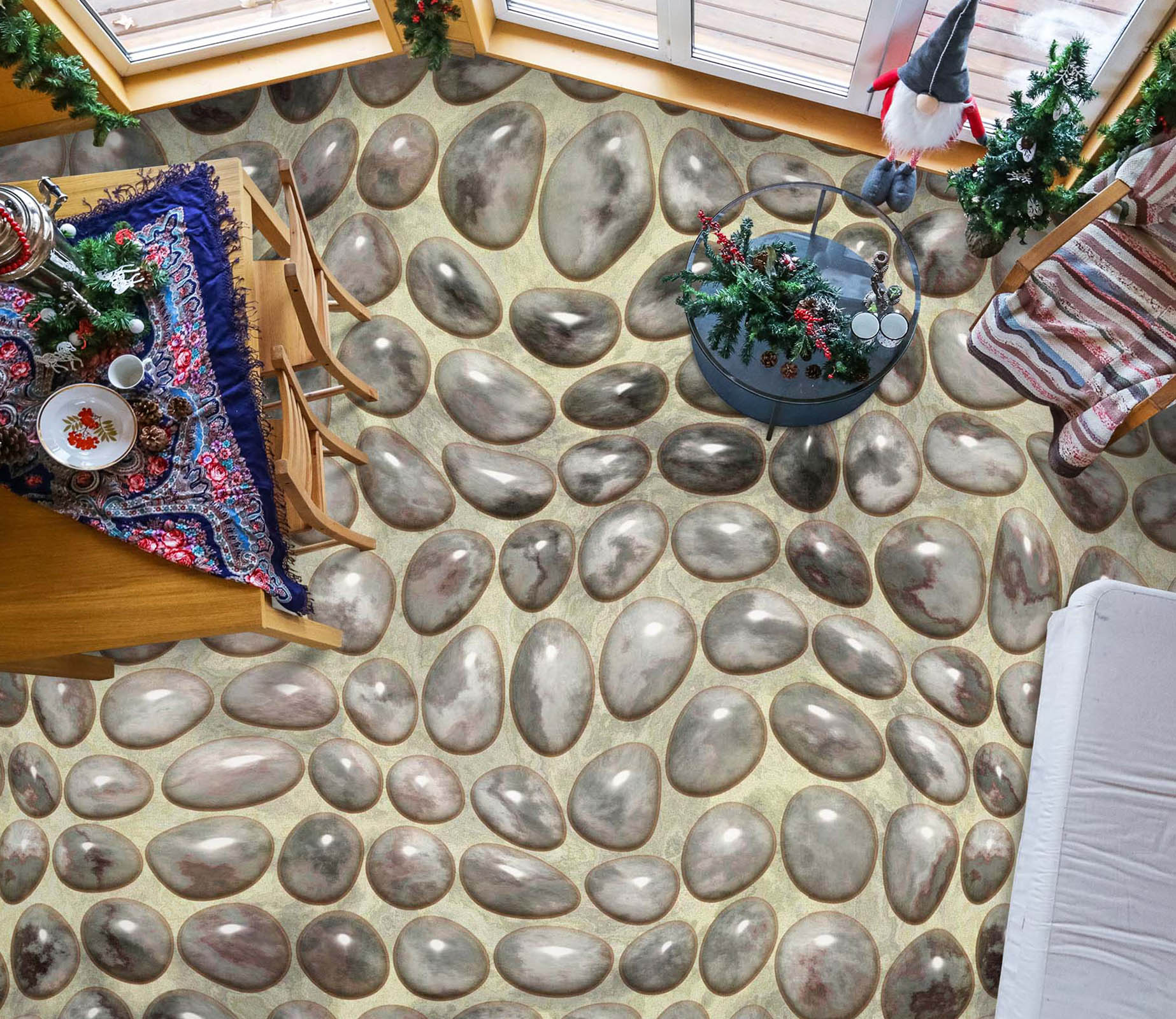 3D Noble Grey Pebbles 810 Floor Mural