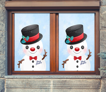 3D Snowman 30134 Christmas Window Film Print Sticker Cling Stained Glass Xmas