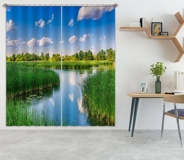 3D Green Grass Lake 5335 Beth Sheridan Curtain Curtains Drapes