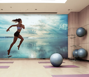 3D Beach Running 040 Wall Murals Wallpaper AJ Wallpaper 2 