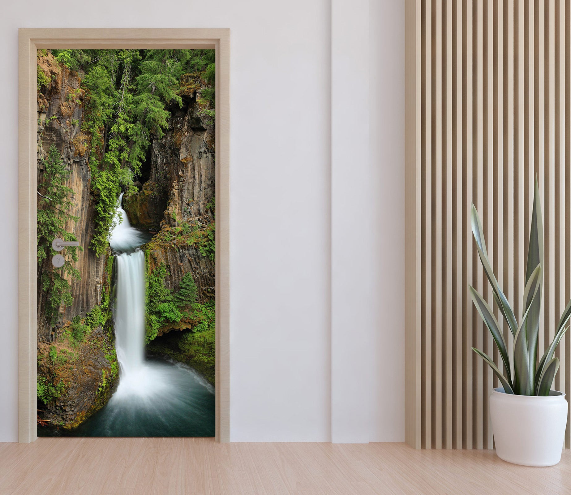 3D Cliff Falls 004 Door Mural