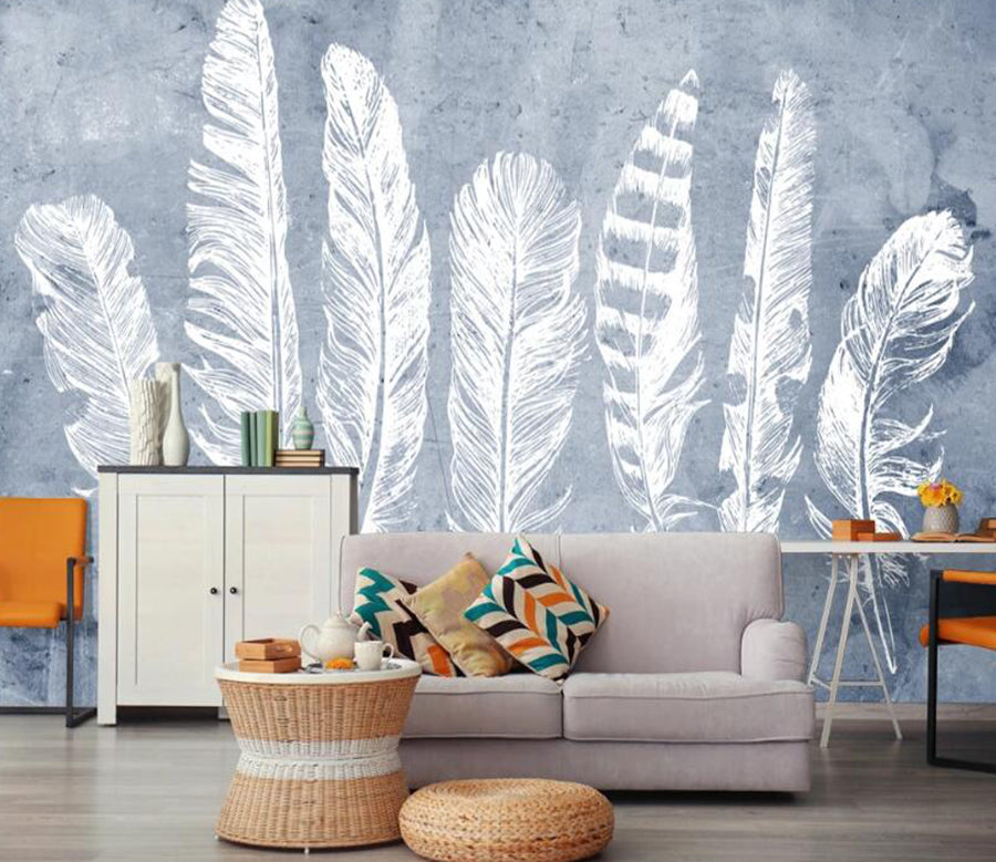 3D White Feather 475 Wall Murals