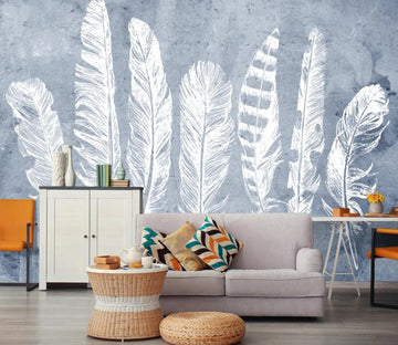 3D White Feather 475 Wall Murals