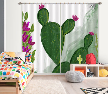 3D Green Cactus 383 Jacqueline Reynoso Curtain Curtains Drapes
