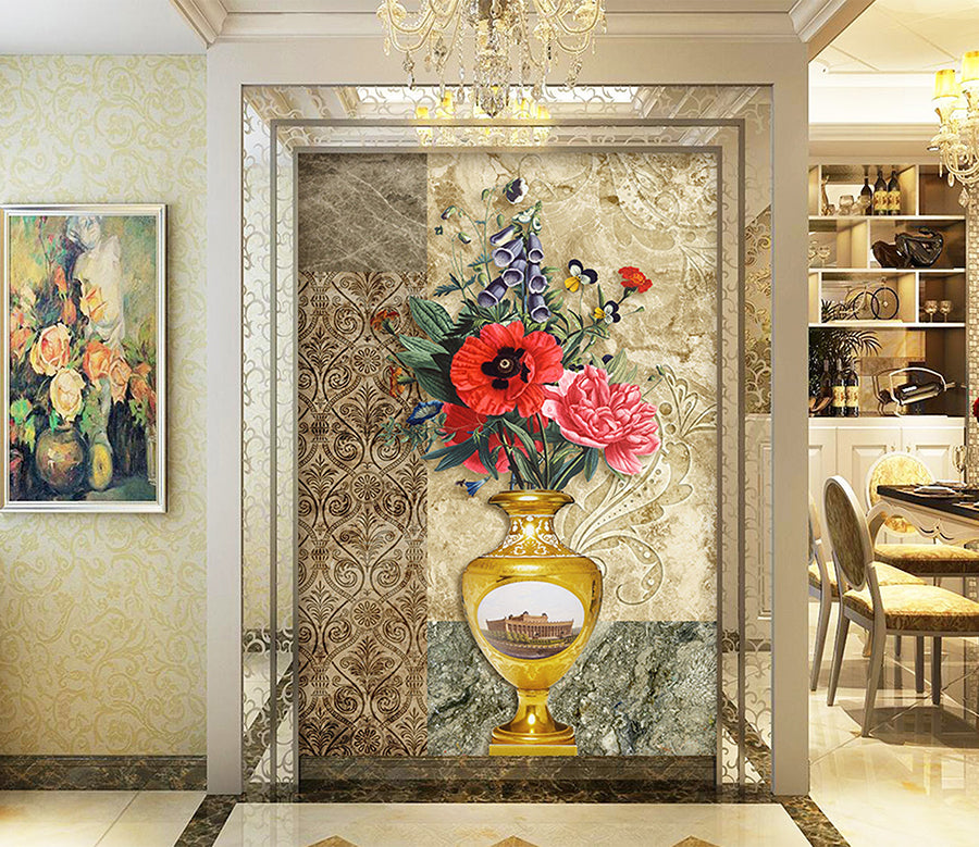 3D Vase Butterfly WG040 Wall Murals