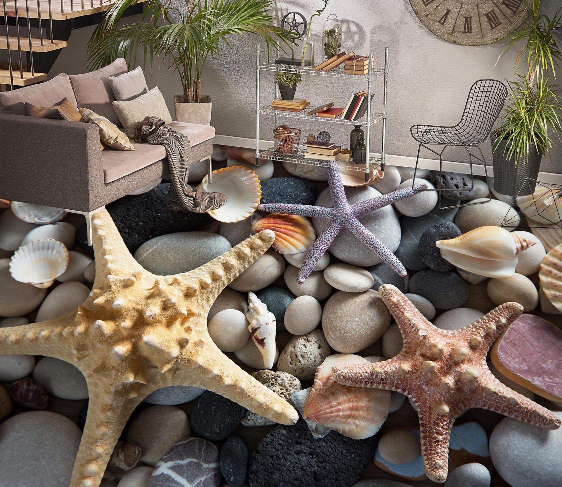3D Three Big Starfish 638 Floor Mural  Wallpaper Murals Rug & Mat Print Epoxy waterproof bath floor