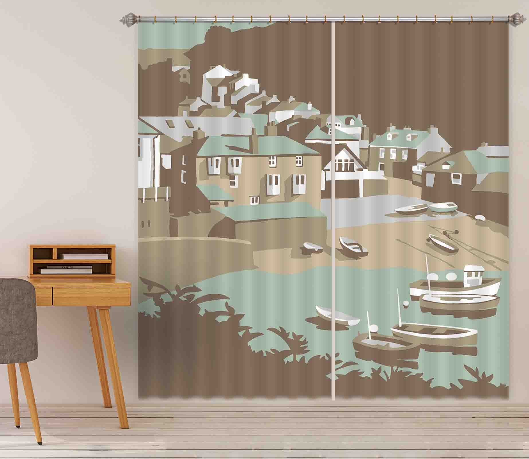 3D Port Isaac 135 Steve Read Curtain Curtains Drapes