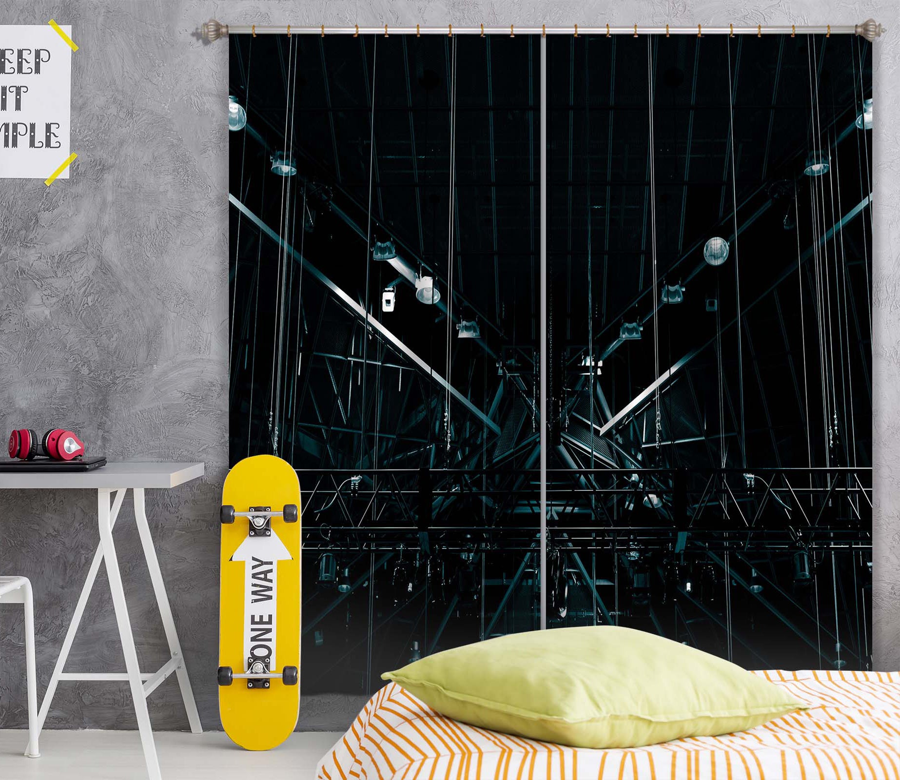 3D Night Lights 049 Noirblanc777 Curtain Curtains Drapes