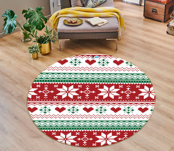 3D Snowflake Pattern 56092 Christmas Round Non Slip Rug Mat Xmas