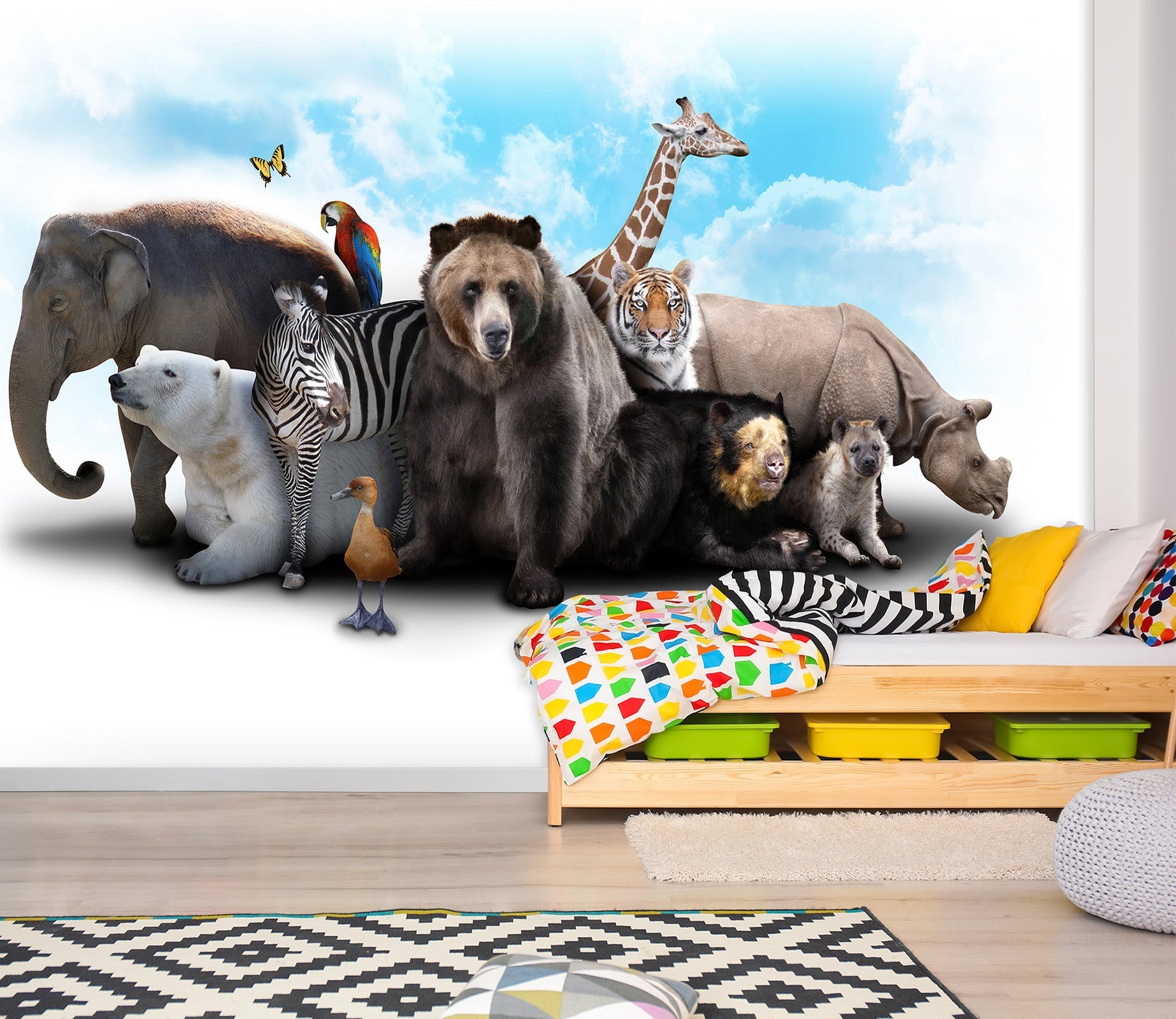 3D Zebra Elephant 047 Wall Murals Wallpaper AJ Wallpaper 2 