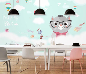 3D Gray Cat WC76 Wall Murals Wallpaper AJ Wallpaper 2 