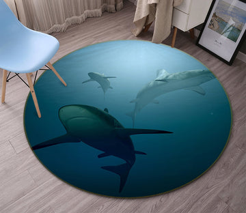 3D Deep Sea Whale 054 Animal Round Non Slip Rug Mat Mat AJ Creativity Home 