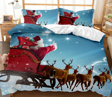 3D Santa Sleigh Deer 32081 Christmas Quilt Duvet Cover Xmas Bed Pillowcases