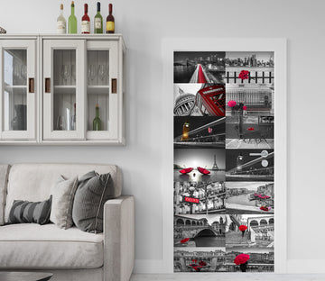 3D Red Umbrella Street Sign Boat 106209 Assaf Frank Door Mural