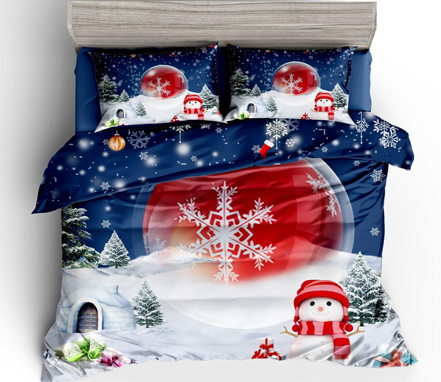 3D Snowman With Snowflakes 32152 Christmas Quilt Duvet Cover Xmas Bed Pillowcases