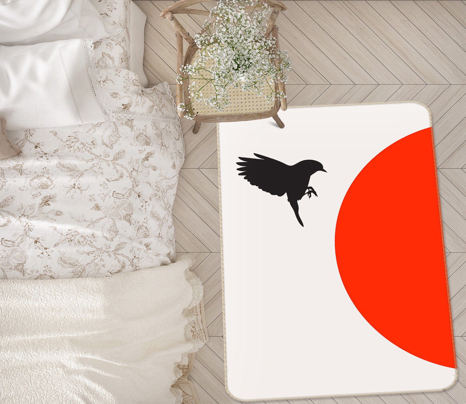 3D Sun Magpie 1028 Boris Draschoff Rug Non Slip Rug Mat