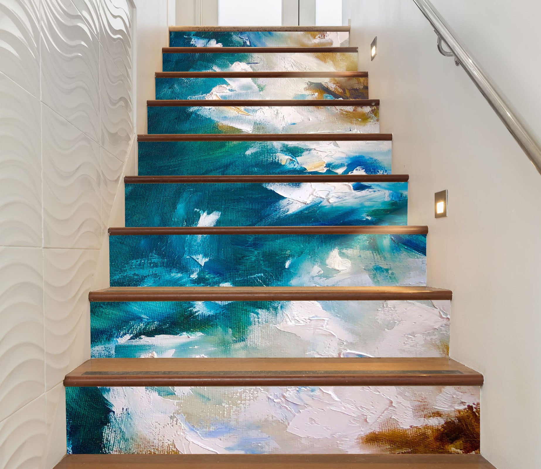 3D Blue Painting 2024 Skromova Marina Stair Risers